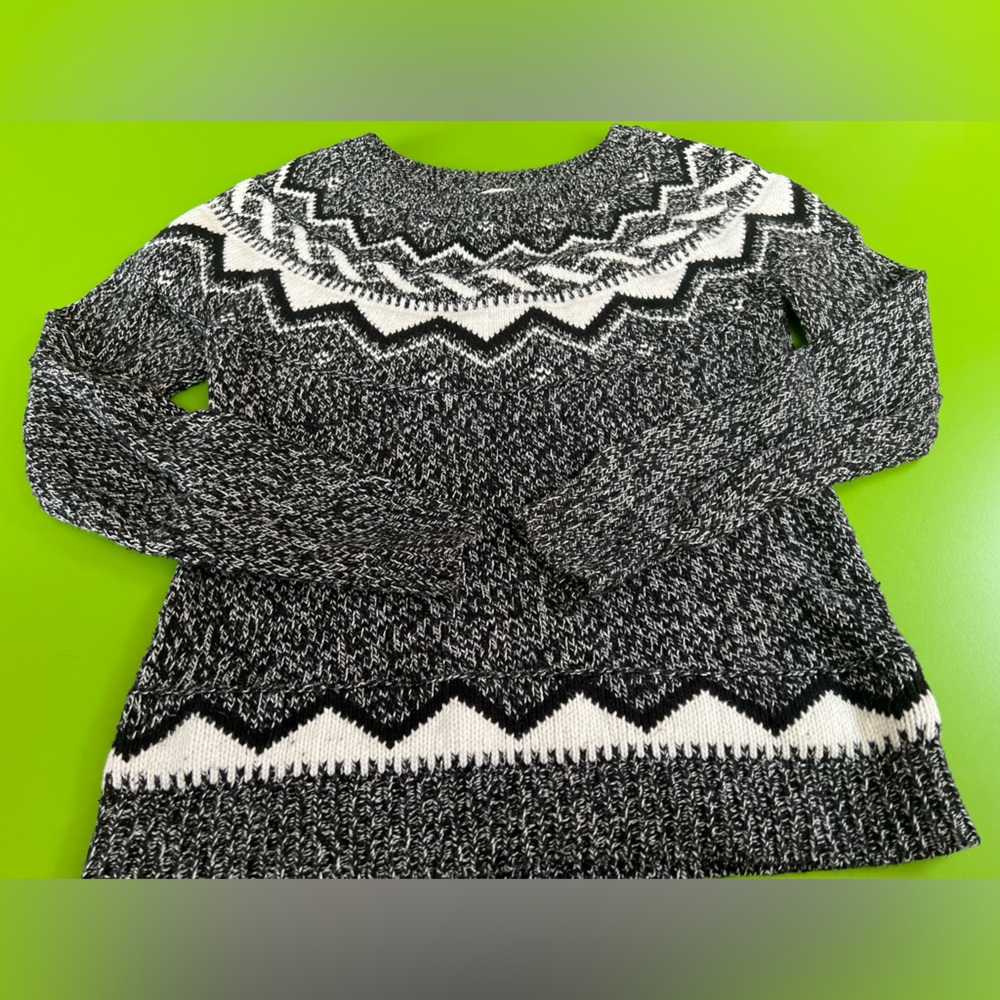 S OLD NAVY Nordic Scandinavian pattern Heather yarn Knit Sweater cotton blend